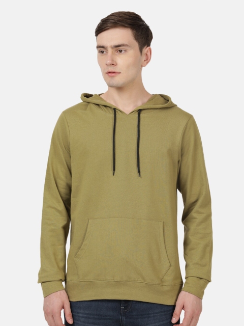 

Roadster Men Olive Green Hooded Cotton Sweatshirt