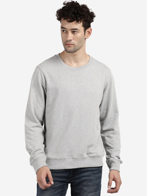 

Roadster Men Grey Melange Solid Sweatshirt