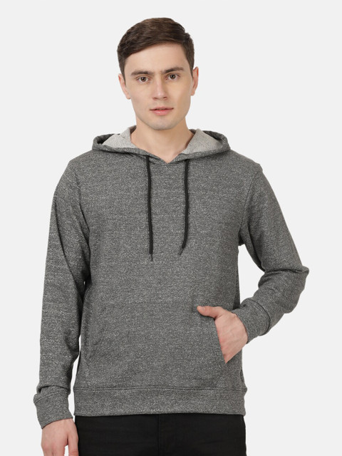 

Roadster Men Grey Hooded Cotton Sweatshirt