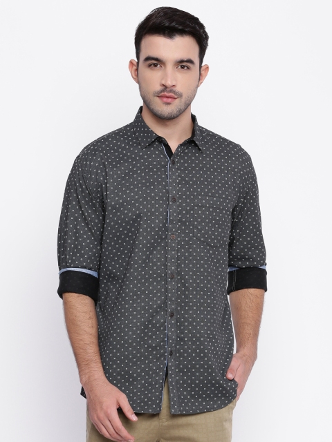 

British Club Men Black Slim Fit Printed Casual Shirt