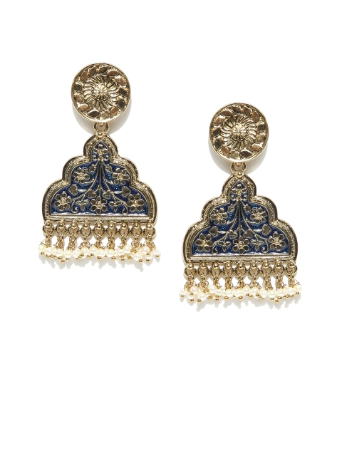 

Spargz Navy Gold-Plated Classic Beaded Drop Earrings