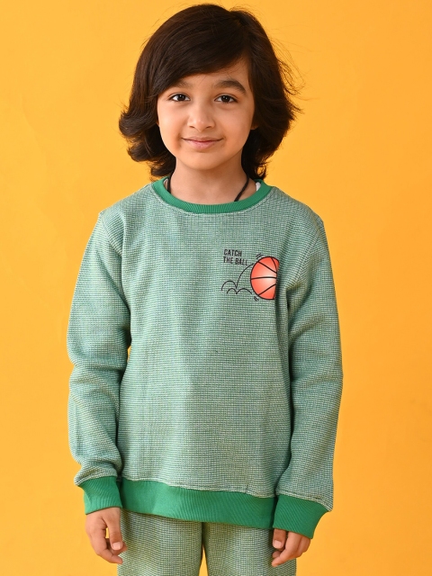 

Anthrilo Boys Green Self Design Sweatshirt