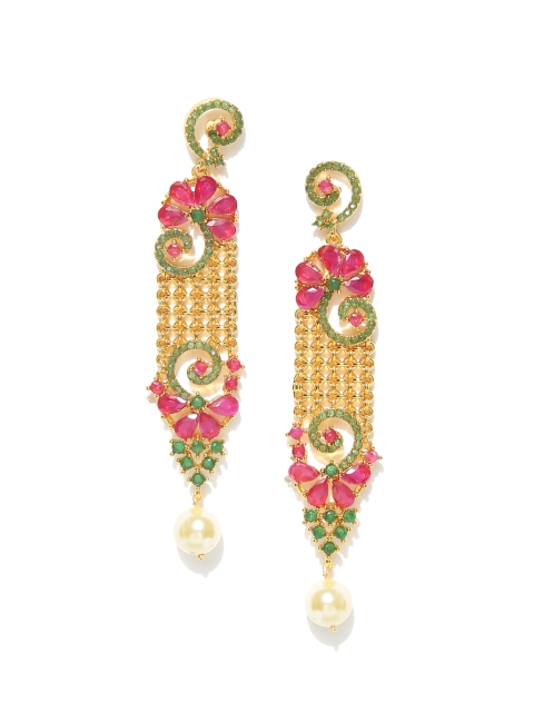 

Spargz Pink Gold-Plated Stone-Studded Classic Drop Earrings