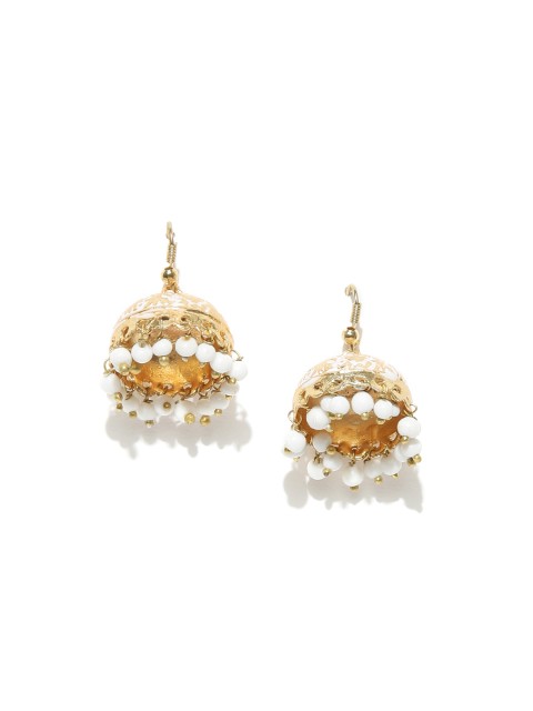 

Spargz White Gold-Plated Beaded Handcrafted Jhumkas