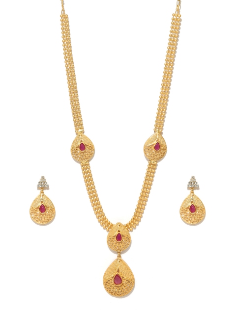 

Spargz Pink Gold-Plated Stone-Studded Jewellery Set
