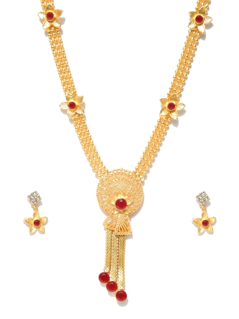 

Spargz Red Gold-Plated Stone-Studded Jewellery Set