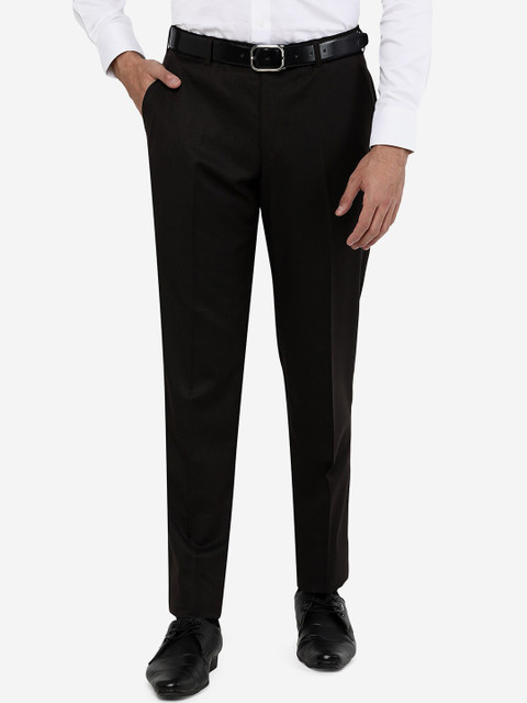 

JADE BLUE Men Plus size Brown Woolen Trousers
