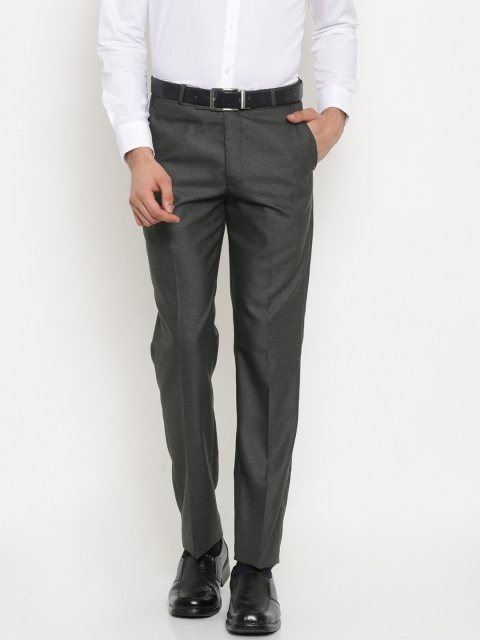 

Independence Men Grey Slim Fit Solid Formal Trousers