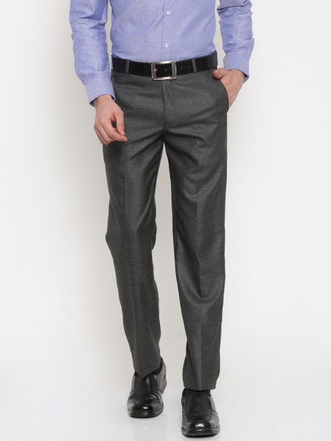 

Independence Men Charcoal Slim Fit Solid Formal Trousers