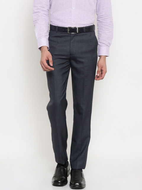 

Independence Men Blue Slim Fit Solid Formal Trousers