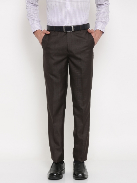 

Independence Men Brown Slim Fit Solid Formal Trousers