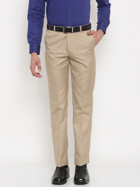 

Independence Men Beige Slim Fit Solid Formal Trousers