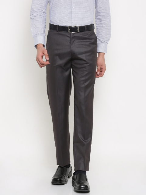 

Independence Men Charcoal Grey Slim Fit Self-Design Formal Trousers