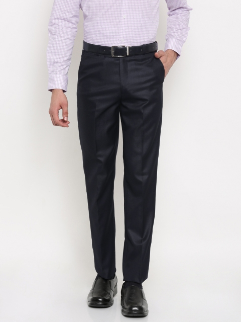 

Independence Men Navy Slim Fit Solid Formal Trousers, Navy blue