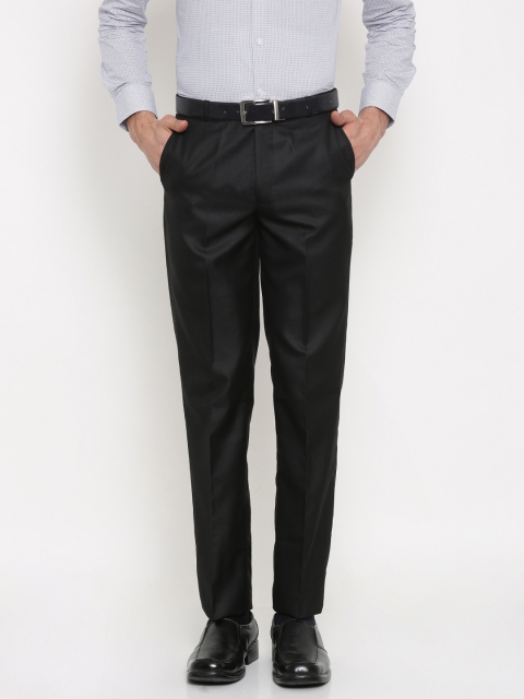 

Independence Men Black Slim Fit Self-Design Formal Trousers