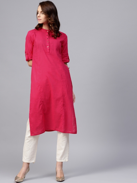 

Jaipur Kurti Women Pink Solid Straight Kurta