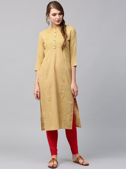 

Jaipur Kurti Women Beige Solid Straight Kurta