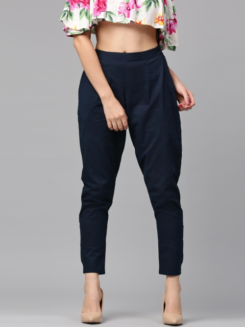 

Jaipur Kurti Women Navy Solid Trousers, Navy blue
