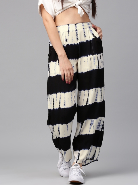 

Jaipur Kurti Women Black & Off-White Dyed Straight Palazzos