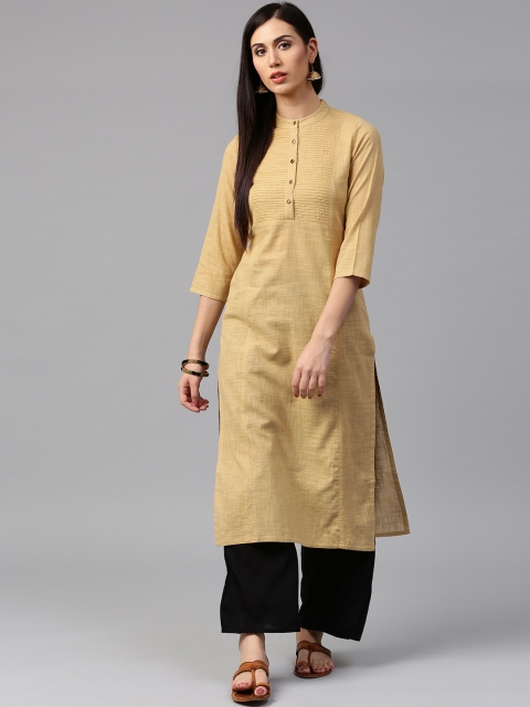 

Jaipur Kurti Women Beige & Black Solid Kurta with Palazzos