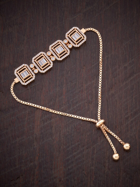 

Kushal's Fashion Jewellery Women Gold-Plated & White CZ Studded Wraparound Bracelet