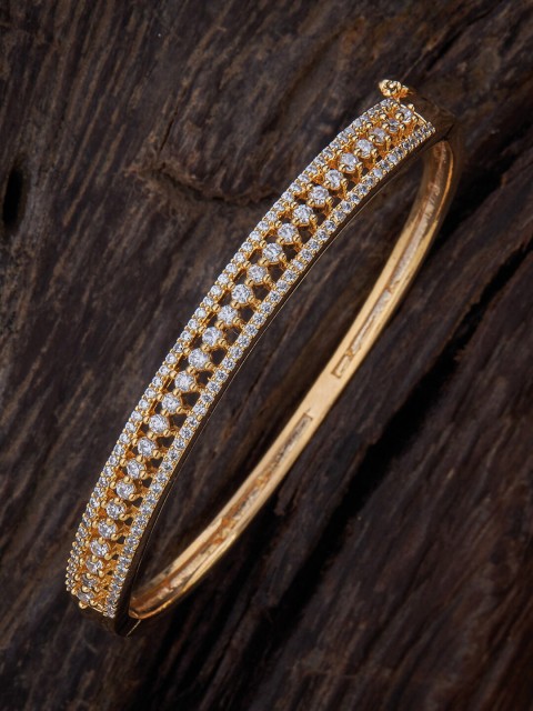

Kushal's Fashion Jewellery Women Gold-Plated & White Cubic Zirconia Kada Bracelet