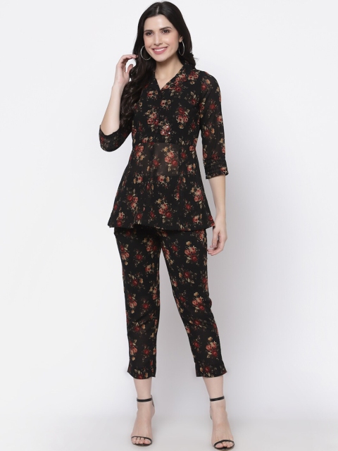 

bellamia Women Black & Red Printed Co-Ords