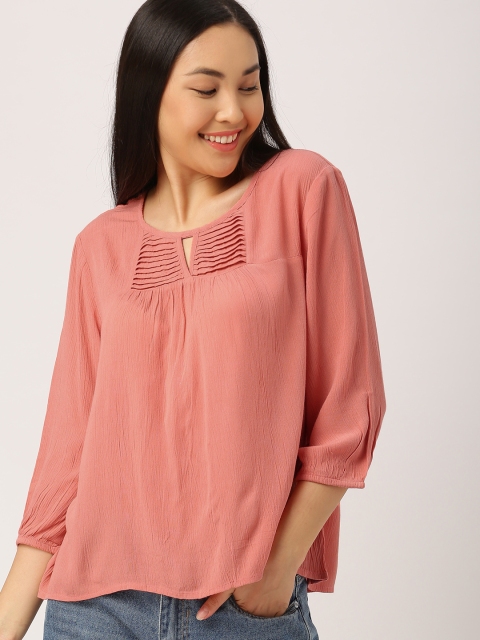 

DressBerry Women Peach-Coloured Solid Top