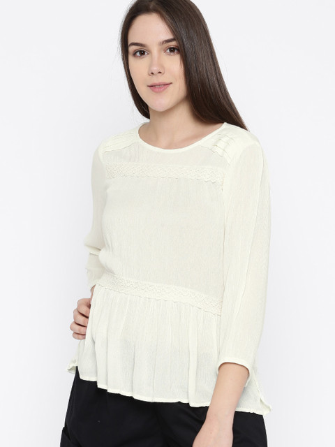 

DressBerry Women Cream Solid Top