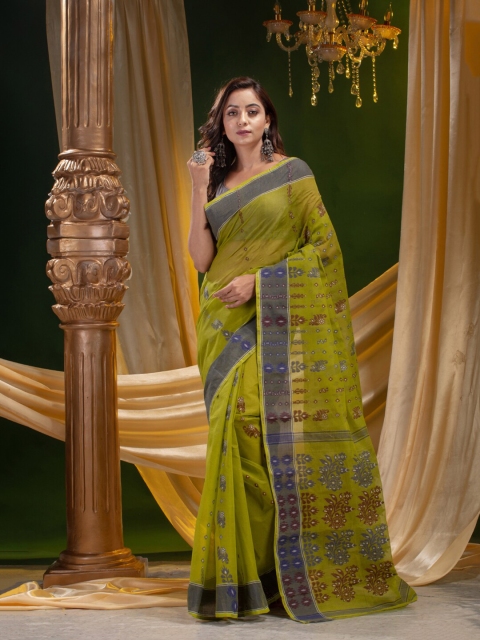 

Mitera Green Woven Design Pure Cotton Heavy Work Saree