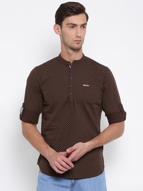 

The Indian Garage Co Men Brown Printed Straight Kurta