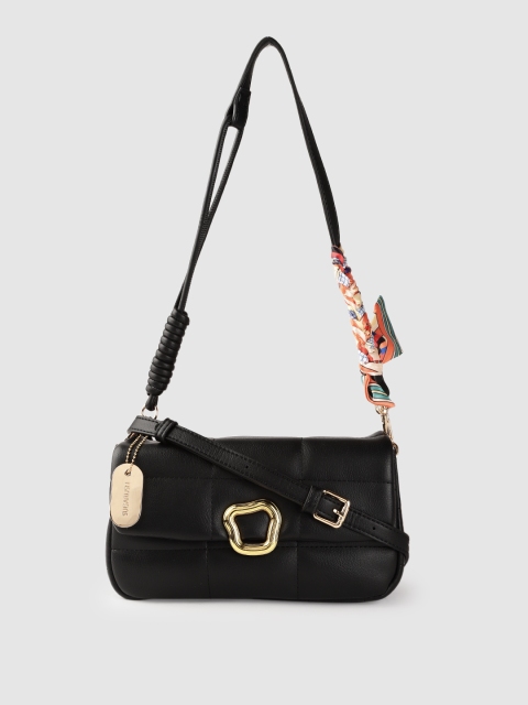 

Sugarush Black Quilted Structured Sling Bag