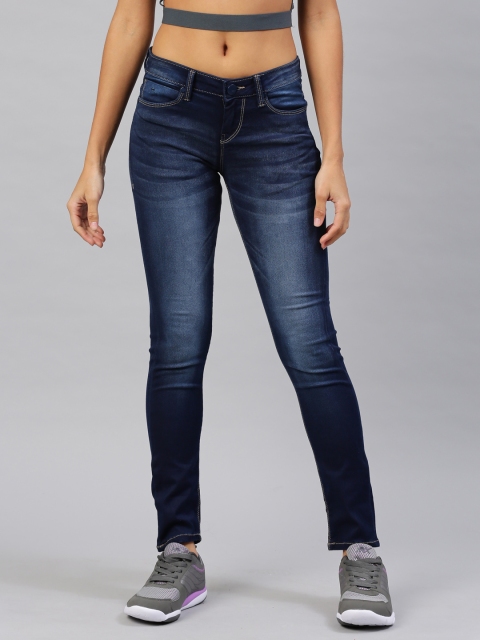 

HRX by Hrithik Roshan Women Blue Skinny Fit Mid-Rise Clean Look Stretchable Jeans