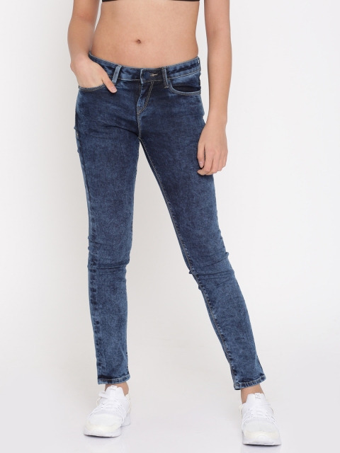 

HRX by Hrithik Roshan Women Blue Skinny Fit Mid-Rise Clean Look Stretchable Jeans