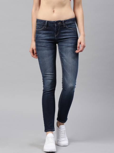 

HRX by Hrithik Roshan Women Blue Skinny Fit Mid-Rise Clean Look Stretchable Jeans