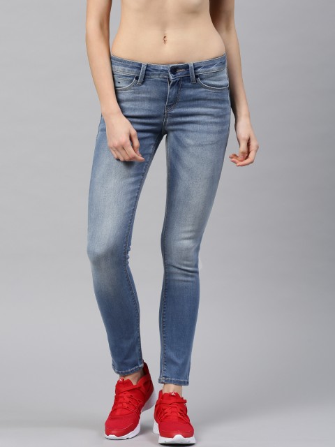 

HRX by Hrithik Roshan Women Blue Skinny Fit Mid-Rise Clean Look Stretchable Jeans