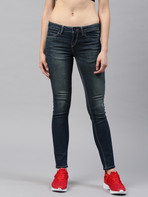 

HRX by Hrithik Roshan Women Blue Skinny Fit Mid-Rise Clean Look Stretchable Jeans