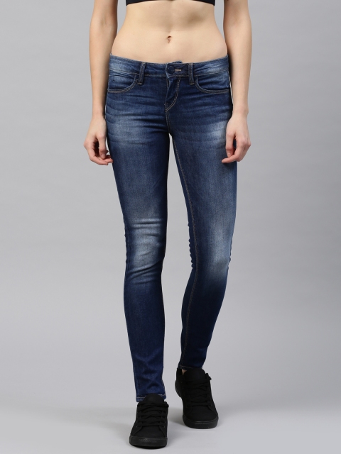 

HRX by Hrithik Roshan Women Blue Skinny Fit Mid-Rise Clean Look Stretchable Jeans