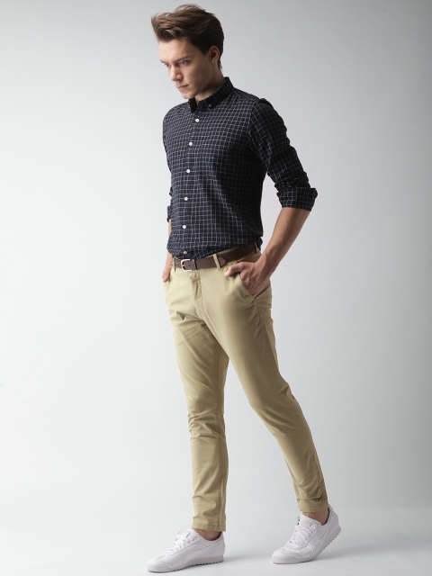 

Mast & Harbour Men Khaki Slim Fit Solid Chinos