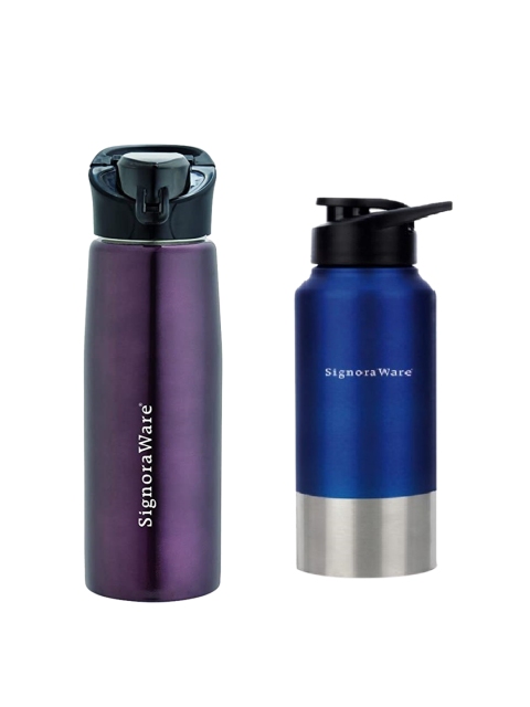 

SignoraWare Set Of 2 Solid Stainless Steel Sipper Water Bottles, Blue