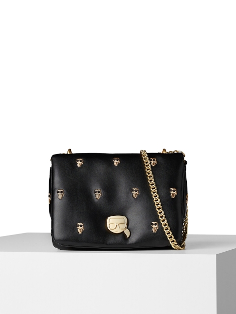 

Karl Lagerfeld Women Black Leather Structured Sling Bag