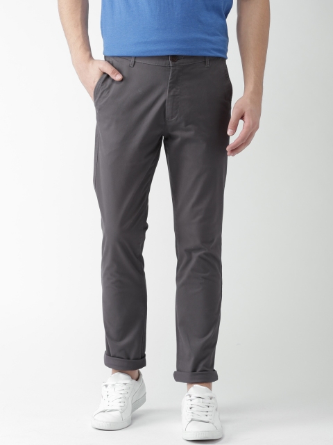

Mast & Harbour Men Charcoal Grey Slim Fit Solid Chinos