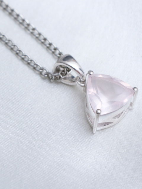 

HIFLYER JEWELS Sterling Silver Rhodium-Plated Stone-Studded Pendant With Chain