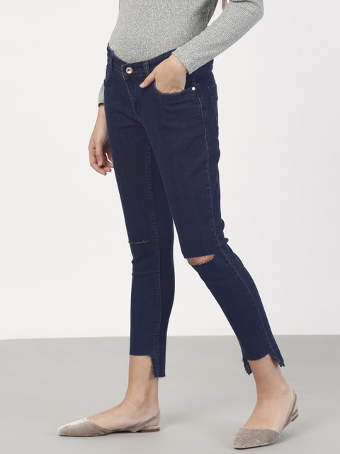 

ether Women Blue Slim Fit Mid-Rise Slash Knee Stretchable Jeans