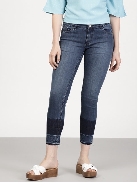 

ether Women Blue Skinny Fit Mid-Rise Clean Look Stretchable Cropped Jeans