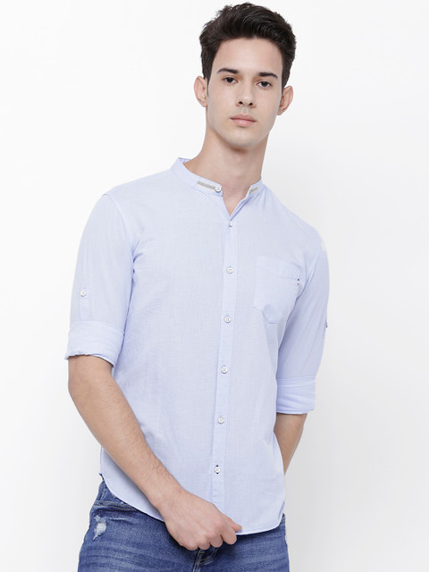 

LOCOMOTIVE Men Blue Slim Fit Solid Casual Shirt