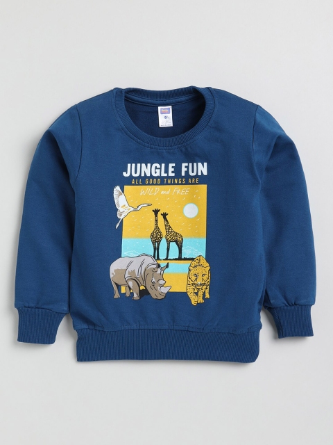 

Nottie Planet Boys Navy Blue Printed Cotton T-shirt