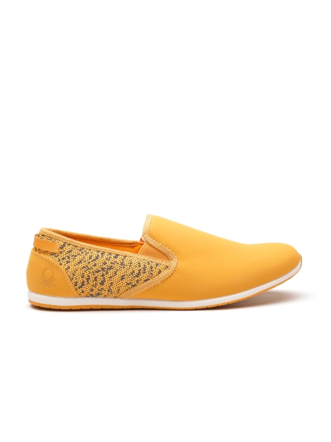 

United Colors of Benetton Men Mustard Yellow Nubuck Leather Sneakers