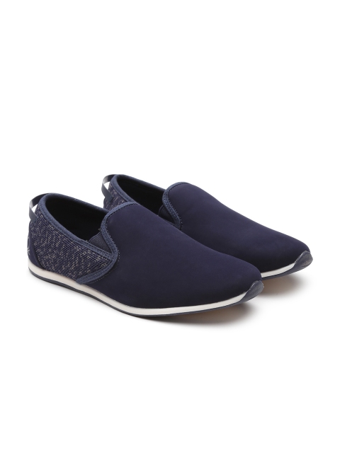 

United Colors of Benetton Men Navy Camouflage Patterned Slip-On Sneakers, Navy blue