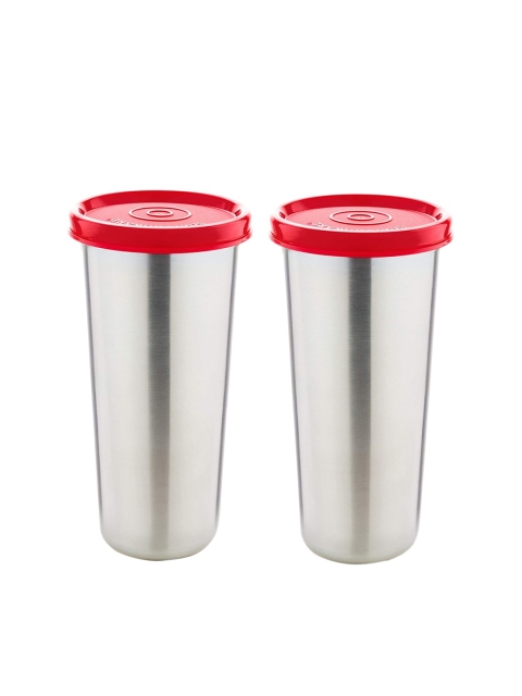 

SignoraWare Set Of 2 Solid Stainless Steel Tumbler With Lid, Red